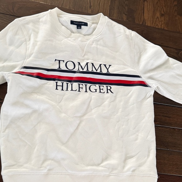 Tommy Hilfiger Men’s Vintage 1990s White Spell Out Pullover Sweatshirt Size S